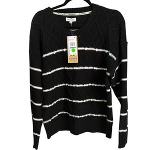 NWT Bearpaw Black White Striped Sweater Size XXL